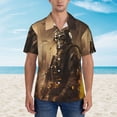 thumbnail image 2 of Gukieu Apocalyptic Skull Soldier Print Men's Short-sleeved Shirts, Button-down Lapel Hawaiian Shirts, T-shirts, Beach Vacation Summer Casual Wear,Small, 2 of 7