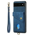 thumbnail image 5 of Nalacover for Google Pixel 6 Pro, Slim Case Wallet with Credit Card Holder, Back Flip Premium Leather Magnetic Clasp Kickstand Wirst Hand Strap Shockproof Cover for Google Pixel 6 Pro, Blue, 5 of 7