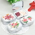 thumbnail image 2 of Sarkoyar Metal Pill Box with Mirror Reusable Compact Portable Classified Store Pills Flower Print Oblong Shape Large Capacity Pill Organizer for Travel, 2 of 6
