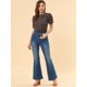 thumbnail image 3 of Pantalones Vaqueros De Mezclilla Vintage Acampanados Para Mujer Pantalones Largos Elásticos De Cintura Alta Pantalones Vaqueros Con Botones De Campana Azul oscuro XL, 3 of 6