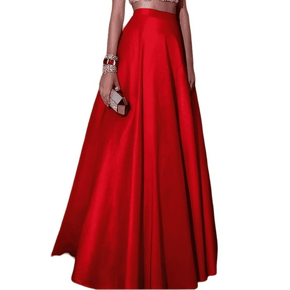 Luxurious Red Taffeta Umbrella Skirt For Women– Perfect for Formal Events, Casual Gatherings