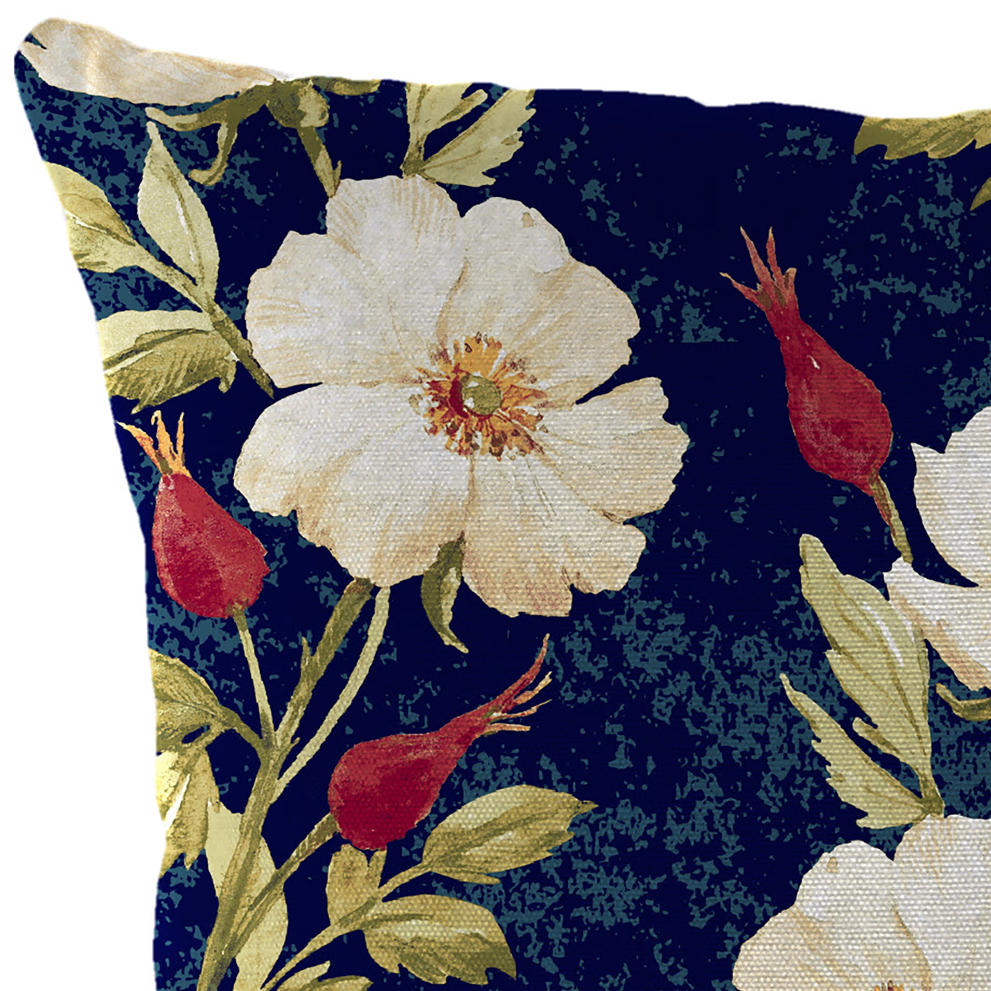 Jordan Manufacturing 16" x 16" Rose Garden Navy Floral Square Outdoor Throw Pillow (2 Pack)