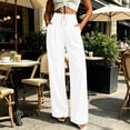 thumbnail image 6 of Mifsaly Casual Dress Pants for Women High Waisted Pleated Wide Leg Trousers Button Front Business Casual Work Slacks with Pockets White,XL, 6 of 6