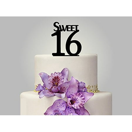 Birthday Cakes F Buythrow Sweet 16 Cake Topper Birthday Cake Toppers - Custom Birthday Sweet 16 Cake Topper (Black) ()