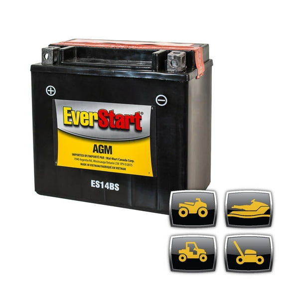 EverStart POWERSPORT ES14BS, 12 Volt, Power Sports Battery, 200 CCA, Everstart, Power Sports Battery
