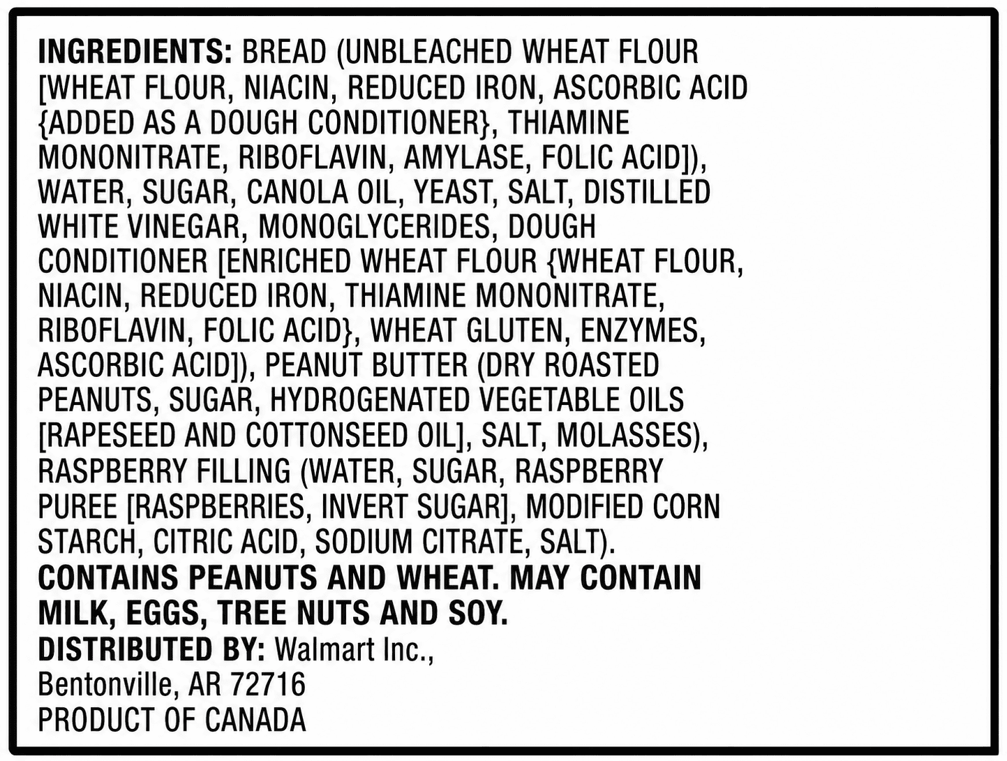 Great Value Peanut Butter and Raspberry Spread No Crust Sandwiches, 8oz, 4 Count (Frozen)
