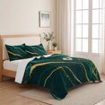 thumbnail image 5 of Twin Quilt Set 68''x86'', Marble Green Lightweight Summer Bedspread Coverlet Set with 2 Pillow Shams, Retro Abstract Ombre Gold Nature Cracks Breathable All Season Quilt Bedding for Dorm/Bedroom, 5 of 9