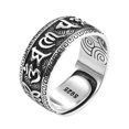 thumbnail image 1 of 925 Silver Ring Male Finger Accessories Personality Retro Buddhist Scripture Mantra Om Mani Padme Hum Ring For Men Adjustable, 1 of 5