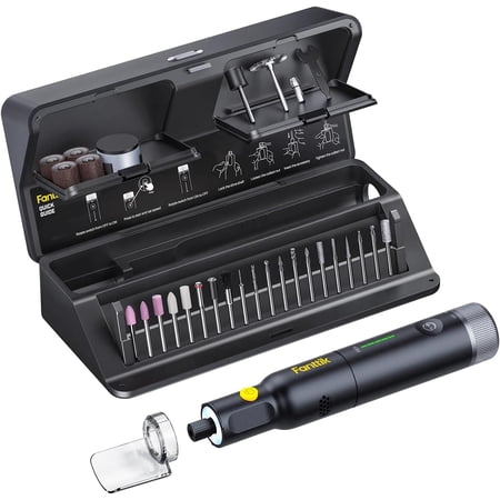 Fanttik F2 Pro Kit Cordless Rotary Tool Kit, Strong Motor, 5 Variable Speed, 25000 RPM, 44 Accessories, for 3D Printed Sanding, Polishing, Drilling, Carving, Cutting DIY Crafts in Flip-Top Case