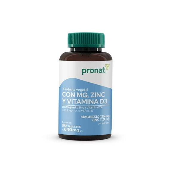 Suplemento Proteína Vegetal Magnesio y Zinc Pronat 90 tabletas