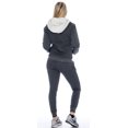 thumbnail image 2 of 9 Crowns Women's Slim Fit Sherpa Lined Tracksuit Hoodie Jogger Pants Set (Charcoal, XX-Large), 2 of 2