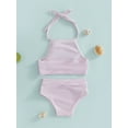 thumbnail image 4 of Bagilaanoe Toddler Baby Girls Swimsuits 2 Piece Bikinis Set Sleeveless Cami Tops + Shorts 6M 12M 18M 24M 3T 4T Kids Swimwear Bathing Suit Beachwear, 4 of 8