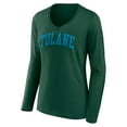 thumbnail image 2 of Women's Green Tulane Green Wave Basic Arch Long Sleeve V-Neck T-Shirt, 2 of 3