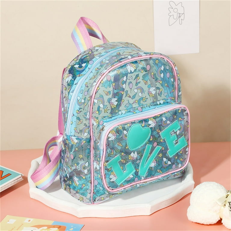 Sunisery Kid Clear Backpack Holographic Letter Pattern Preschool