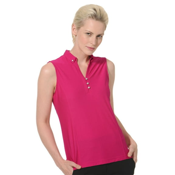 Monterey Club Women's Honeycomb Texture Solid Sleeveless Golf Polo Shirt #2185