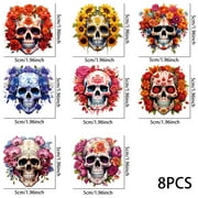 8pcs Day of the Dead UV DTF Cup Stickers, Waterproof Sticker Pack For Decorating Mugs, Cups,DIY Art Supplies