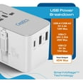 thumbnail image 6 of Ceptics 5 in 1 International Travel Adapter with PD 45W Retractable USB-C Cable 65cm, 2X USB-A 2.4A, 1x USB-C 3A, Travel Adapter Worldwide for Laptop, Phones and Cameras for US, EU, UK, UP-45WC-WH, 6 of 9