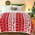 thumbnail image 2 of Sherpa Christmas Throw Blanket for Adults, Fleece Flannel Holiday Blankets and Throws, Cozy Warm Fuzzy Fluffy Soft Throw Blankets for Couch Bed, Gifts for Women Men & Kids(60" x 80", Red), 2 of 6
