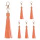 thumbnail image 1 of Uxcell 6-Pack Borlas de Cuero PU de 5.9 Pulgadas Pequeñas para Llaveros Naranjas con Anillos para Manualidades de Bricolaje, 1 of 7