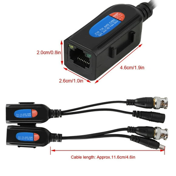Analog To Ip Camera Converter, Video Balun Passive Video Balun Passive CCTV Power Video Audio Balun Transceiver With Power Indicator For HDCVI HDTVI AHD Analog
