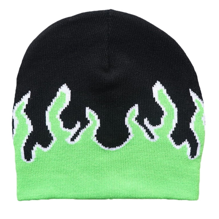 WINDLAND Y2K Beanies Knit Beanie Hat Flame Beanie Flame Skull Cap