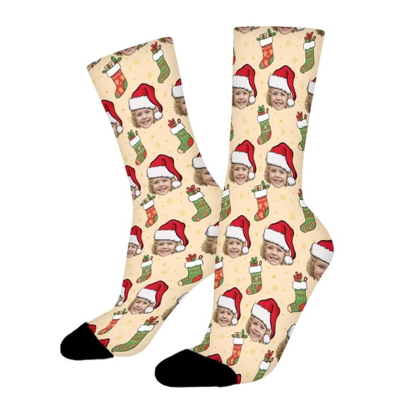Christmas Custom Face Socks Funny Novelty Crew Socks for Women Men Sports