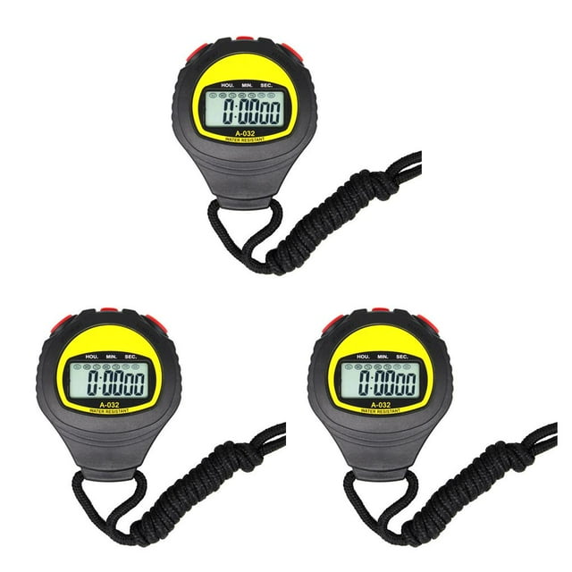 ZLight Sports Stopwatch Electronic Digital Display Waterproof Handheld Pocket Training Timer Skiing Timing Stop Watch Referee No.0 3Set
