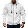 thumbnail image 2 of TBWNWG Black Hoodie Men,Men's Zip Up Hoodie With Embroidered Badge Pocket Casual Pullover Sweatshirt For Outdoor Sports And Daily Wear,Sizes XL, 2 of 3