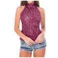 thumbnail image 3 of Playeras,Blusas y Tops,Ropa para Mujer Gráfico camisetas sin mangas para las mujeres Camisola sin mangas con cuello y parte inferior de lentejuelas para mujer (A, A), 3 of 6