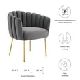 thumbnail image 4 of Armchair Accent Tufted Chair, Grey Gray, Velvet, Modern Contemporary, Mid Century Living Hotel Lounge Cafe Lobby, 4 of 8