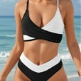 thumbnail image 4 of Top-kevin Women's High Waisted Bikini Sets Push Up Twist Front Spaghetti Straps Ruched Two Piece Swimsuit Bathing Suit, 4 of 11