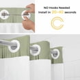 thumbnail image 2 of No Hook Shower Curtains with Snap-in Liner Set, Sage Green Black Ombre Waterproof Hotel Style Bathroom Shower Curtain, Modern Abstract Striped Gradient Breathable Mesh Top Bath Curtains 36''x72'', 2 of 9