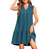 JGGSPWM Women's Spring Summer Sleeveless V Neck Mini Dress Tank Sundress with Pockets Army Green L