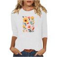 thumbnail image 2 of Runfenguu Y2K Top Oversized Graphic Tees For Women Ladies' Fashion Floral Printed Round Neck 3/4 Sleeve T-Shirt Shirt Sleeve Round Neck Top/Shirt, 2 of 6