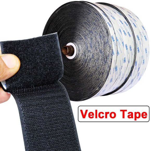 Cinta Loop y Gancho Resistente Negra de 5 Cm x 1 M: Parte Posterior Adhesiva Impermeable de Alta Temperatura para Manualidades en Casa y en el Automóvil