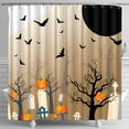thumbnail image 1 of Spooky Sepia Graveyard Shower Curtain with Black Moon & Gnarled Trees - Halloween Decor, 1 of 4