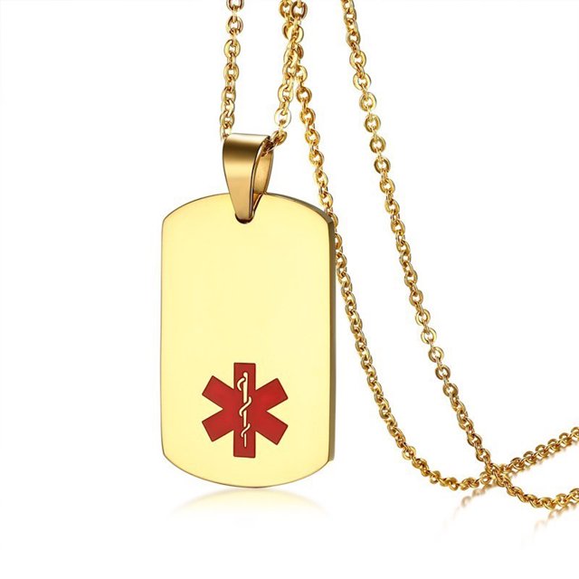 Colliers d'Alerte Médicale pour Hommes et Femmes en Acier Inoxydable, Bijou de Rappel d'Urgence