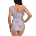thumbnail image 5 of Easygdp Pink Flamingo Women's One Shoulder Ruffle Monokini Bathing Suits with Removable Chest Pad, Quick Drying - Large, 5 of 8