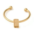 thumbnail image 2 of 50pc Ion Plating(IP) 304 Stainless Steel Open Cuff Ring Components Pad Ring Setting Rectangle Real 18K Gold Plated Tray: 7x3mm 1.5mm Adjustable, 2 of 3
