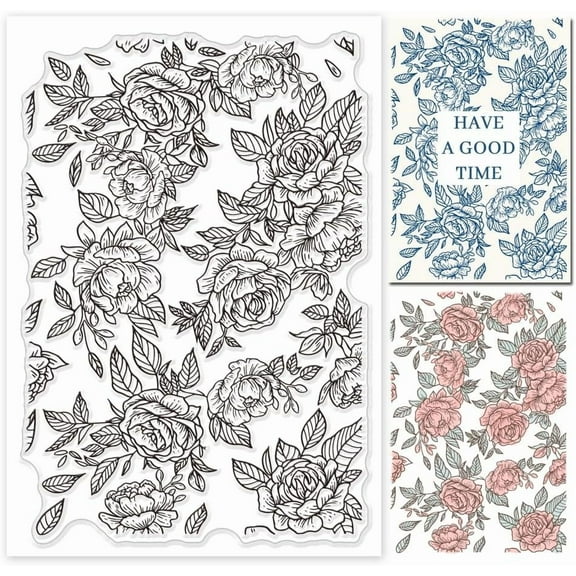 Custom PVC Plastic Clear Stamps for DIY Scrapbooking Decorative Cards Making Flower 160x110mm