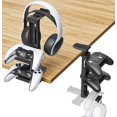 thumbnail image 1 of Headphone Stand & Hanger for Desk, 2 in 1 Above & Under Desk Gaming Headset Holder Mount with Height Adjustable & Rotating Clamp, Dual-sided Anti-slip Pad, Earphone Rack with Cable Clip, 1 Hooks, 1 of 9