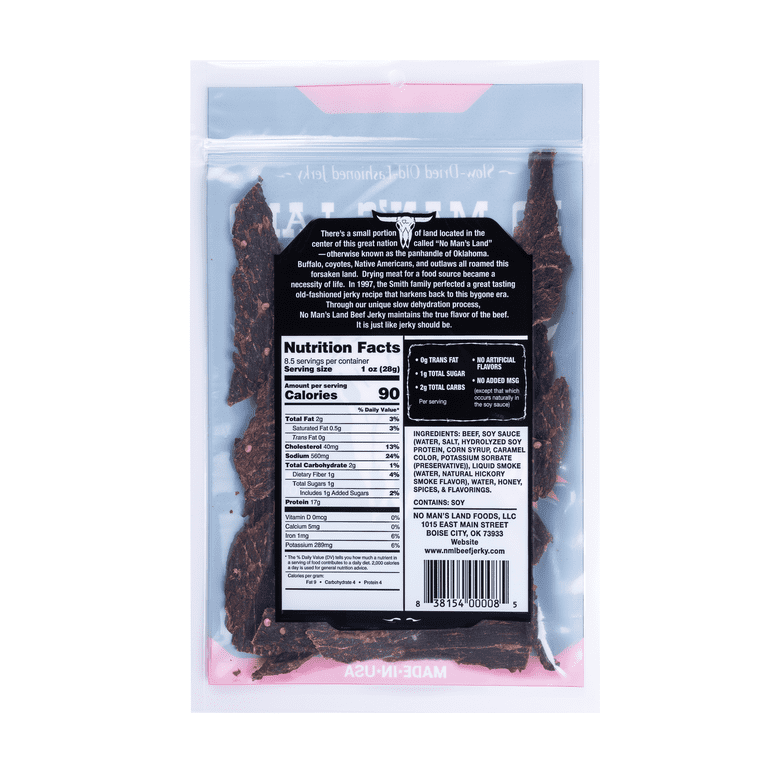 No Man's Land Hot Beef Jerky 17g Protein per Serving 8.5oz High