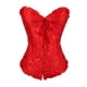 thumbnail image 5 of Vestido de corsé floral para mujer, estilo vintage, estilo steampunk, bordado en la cintura, traje de satén. rojo, 5 of 9