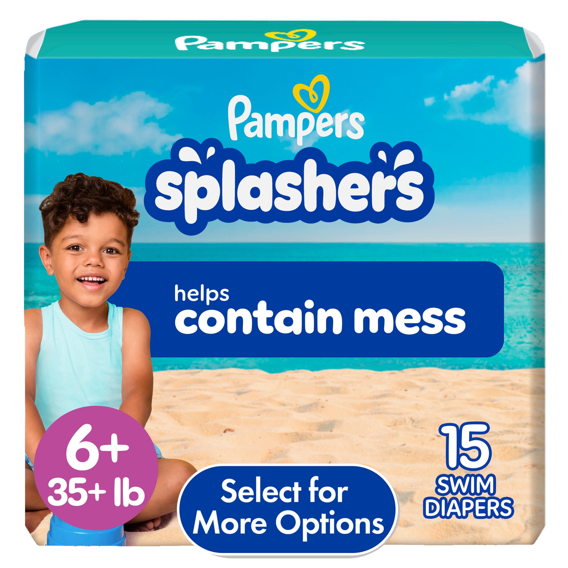 Pampers Splashers Swim Diapers, Size 6+, 15 Count (35+ lbs)