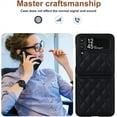 thumbnail image 4 of Designed for Samsung Galaxy Z Flip 4 Case, Leather Soft Luxury Slim Diamond-Shaped Flip Case for Women Men Shockproof Bumper Protective Cover, Black, 4 of 13