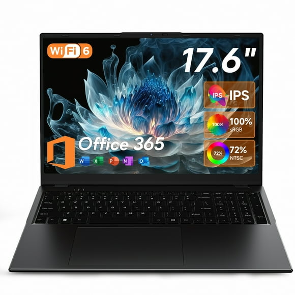 Jumper 17.6" Windows 11 Laptop, 16GB DDR4 640GB Storage Laptop Computer, 4-Core Intel N95 Processor(Up to 3.4GHz), 100% sRGB, Backlit Keyboard, 1yr Office 365 Free, Black