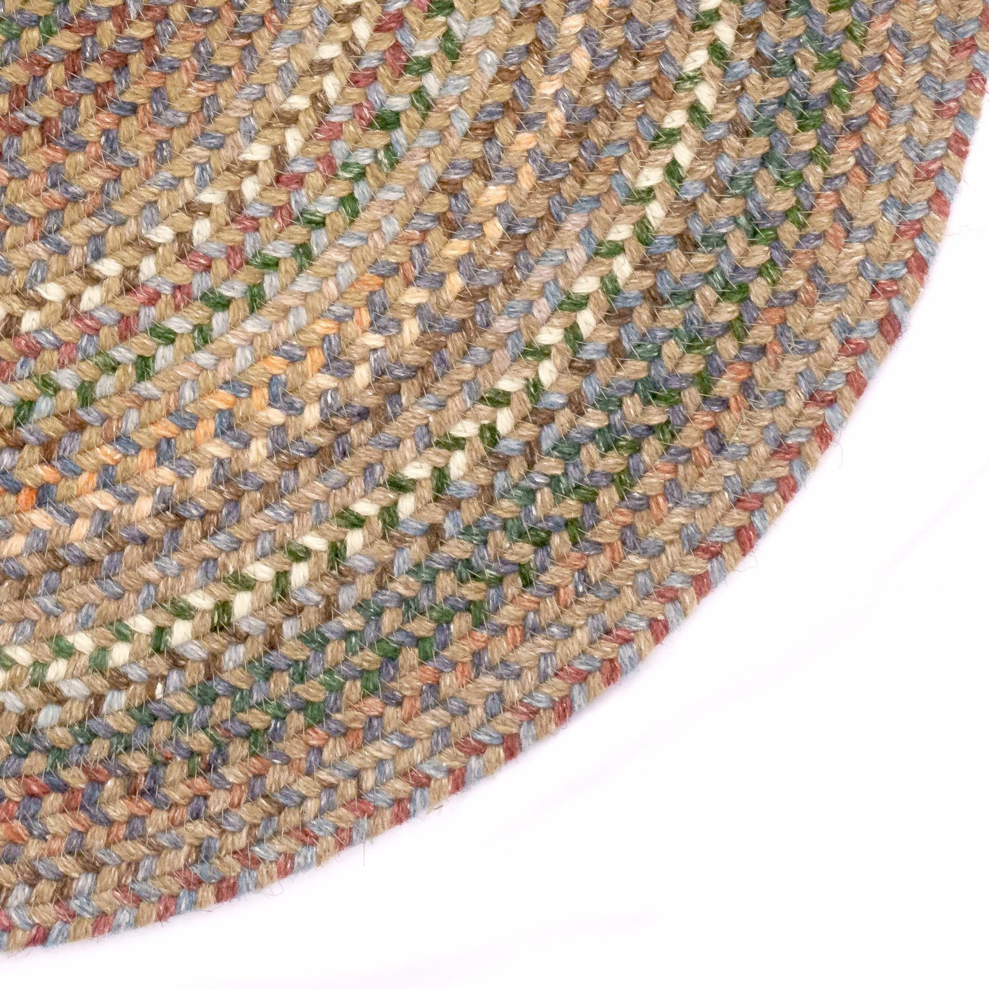 "Capel American Heritage Braided Area Rug - 5' Round Moss Multi - Traditional Indoor Rug for Living Room"