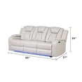 thumbnail image 3 of Modern Power Recliner 2-Piece Set with LED Lights and Bluetooth Speaker in Luxurious Beige Faux Leather, 3 of 10