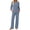 Blue, variant on Pajamas Sets for Women Casual Two Piece Lounge Sets 3/4 Sleeve Crew Neck Top Wide Leg Pants Vacation Travel Outfits