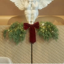 Christmas Swag Battery Operated with Timer, Cedar Pine Swag Lights 32IN LED Fairy Lights with Red Bow for Home Fireplace Wall Window Door Christmas Decoration Indoor Outdoor (Waterproof light)